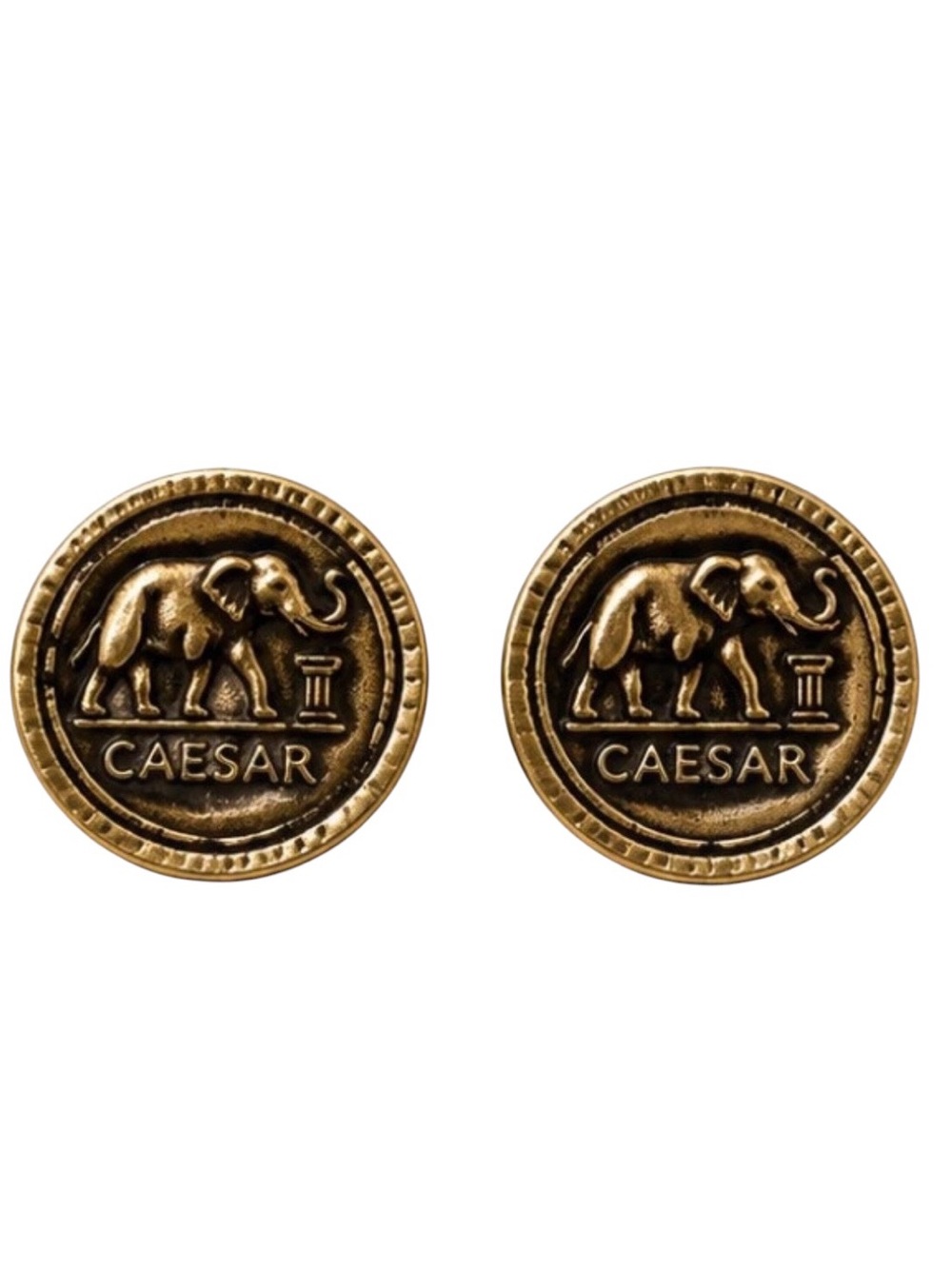 NWT Patricia Nash Roman Coin Elephant Button Earrings